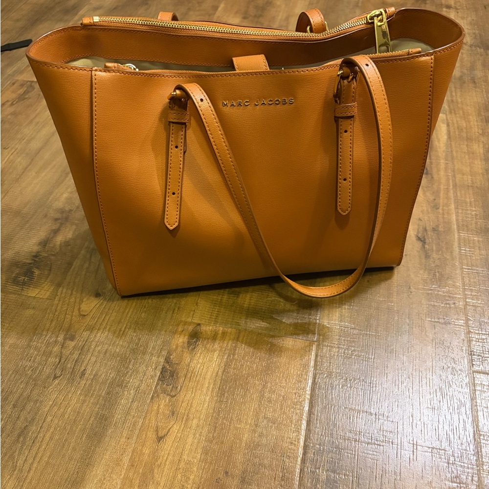 Marc Jacobs Cognac Leather Tote with Gold Hardware